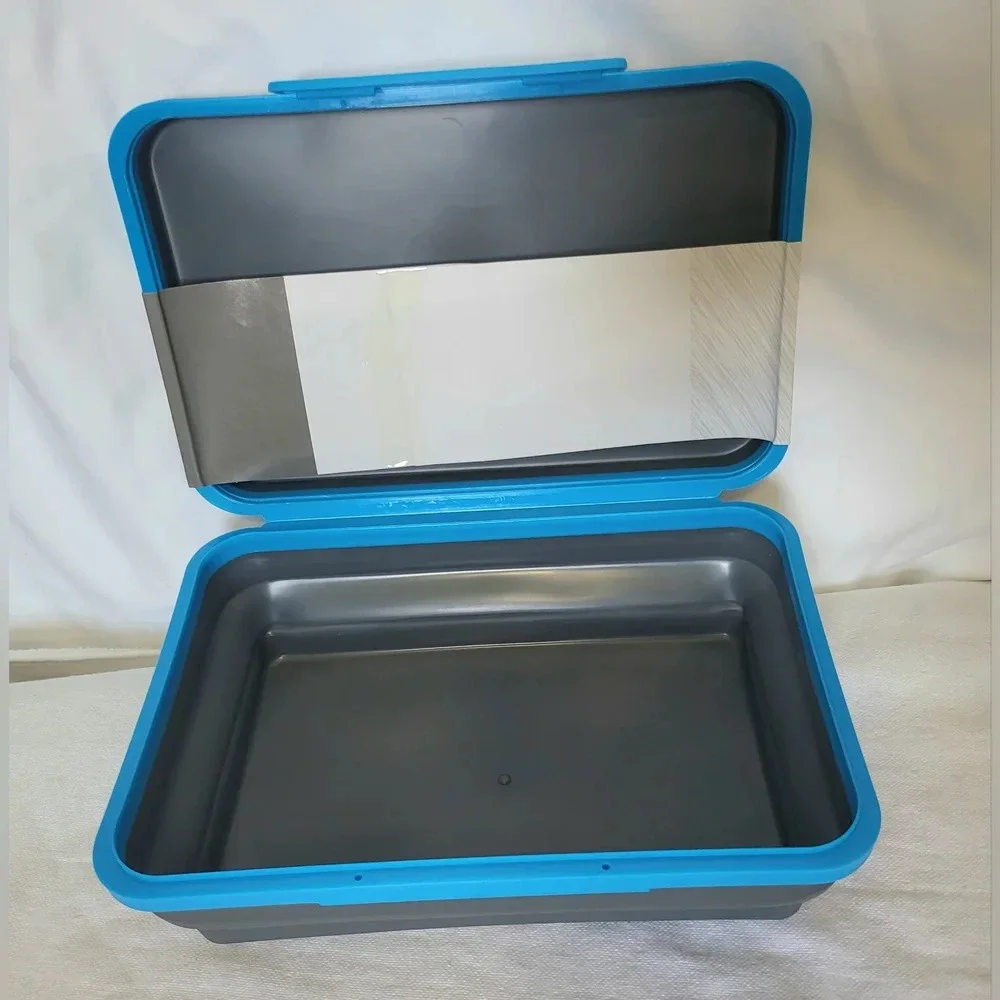 It's Academic Grey Rubber Flexi Storage Box Collapsible Pencil‎ & Supply Case
